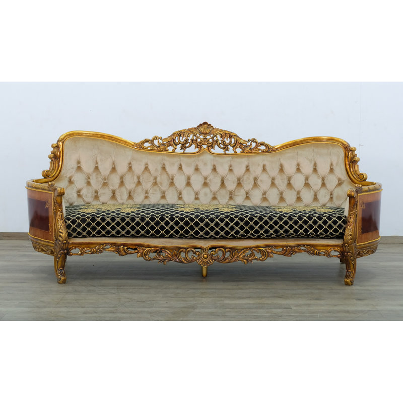 Maggiolini Sofa, Black/Gold/Light Brown, Dark Gold