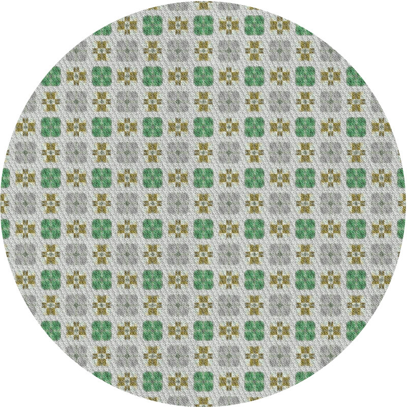 Tapis décoratif à motif floral vert Pisani, Rond 8 pi