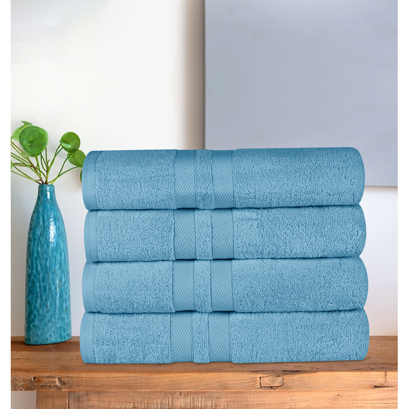 Winthrop 100% Cotton Quick-Drying Absorbent Solid Bath Towel Set , Denim Blue