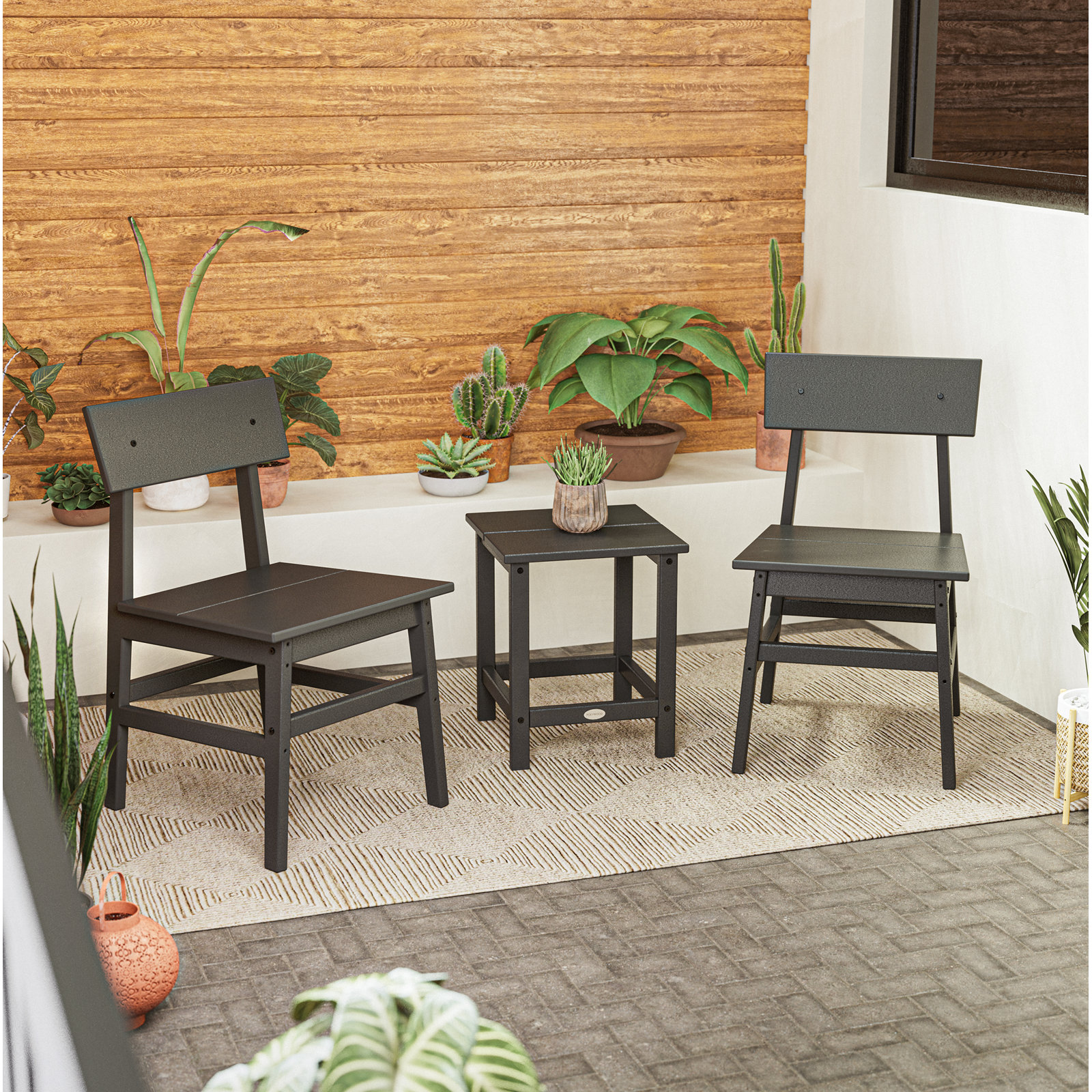 POLYWOOD® 2-Person Patio Seating Group, Black