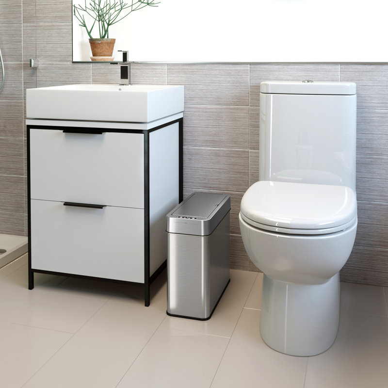 Slim Silver Stainless Steel Touchless Motion Sensor Trash Can 4 Gallon