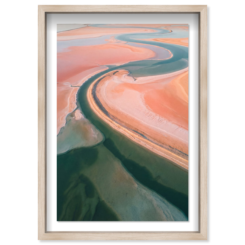 Peach Sand Print by Oliver Gal, 11.5"H x 16.5"W, Natural Oak Shadowbox