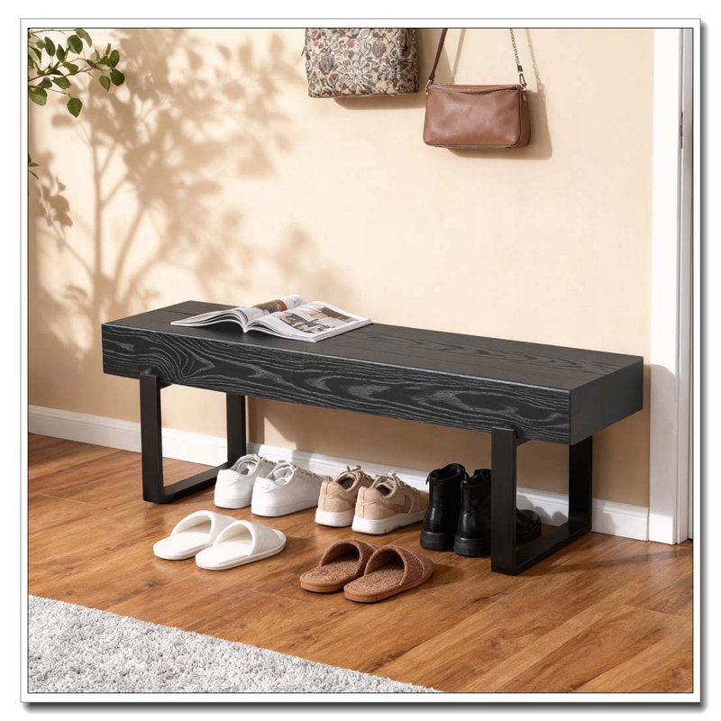 Banc rembourré pour la chambre à coucher à l'extrémité du lit, banc en bois d'hévéa de 59 po pour le salon avec coussin rembourré
