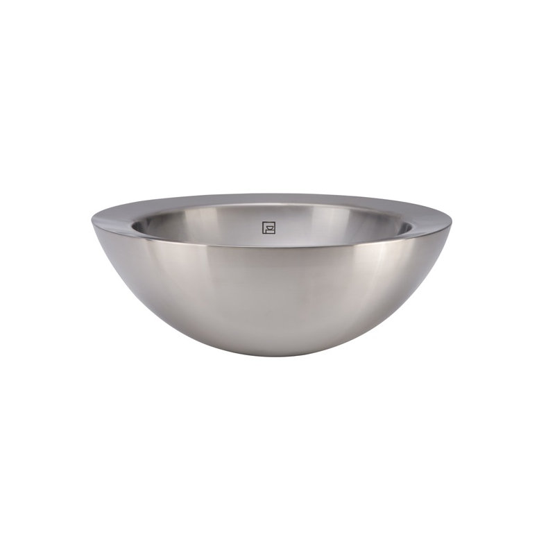 DECOLAV Simply Stainless 15.5'' Metal Circular Bathroom Sink with Overflow, Polished Steel