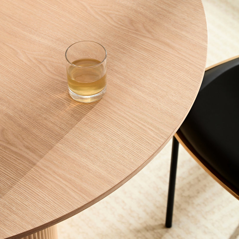 46.49 Inch Dining Table - Mid-Century Modern Charm Kitchen Small Space Round Oak Desk Top For Room, Oak