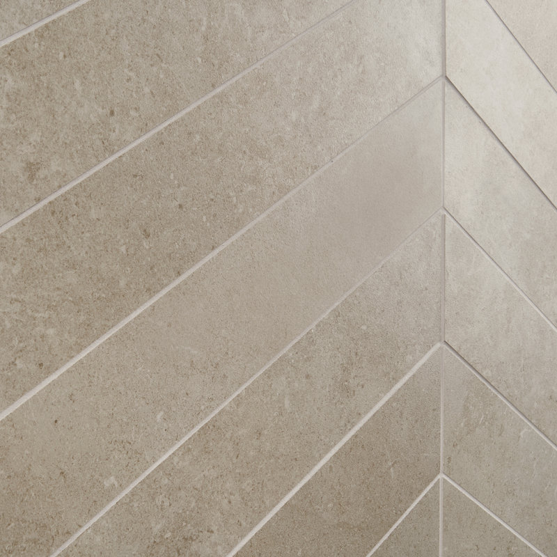 Grava Chevron 3.93 in. x 20.86 in. Matte Porcelain Floor and Wall Tile (6.71 Sq. Ft. / Case), Ivory