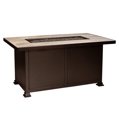Santorini Rectangle Iron Propane and Natural Gas Fire Pit Table