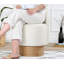 Pouf élégant avec pieds en bois, couleur crème, 26,0 po de diamètre x 25,9 po de hauteur | Housse 50% coton / 50% lin, 35 éponges orthopédiques, parfaite pour le décor du salon et de la chambre à coucher, option de sièges confortables-991845186