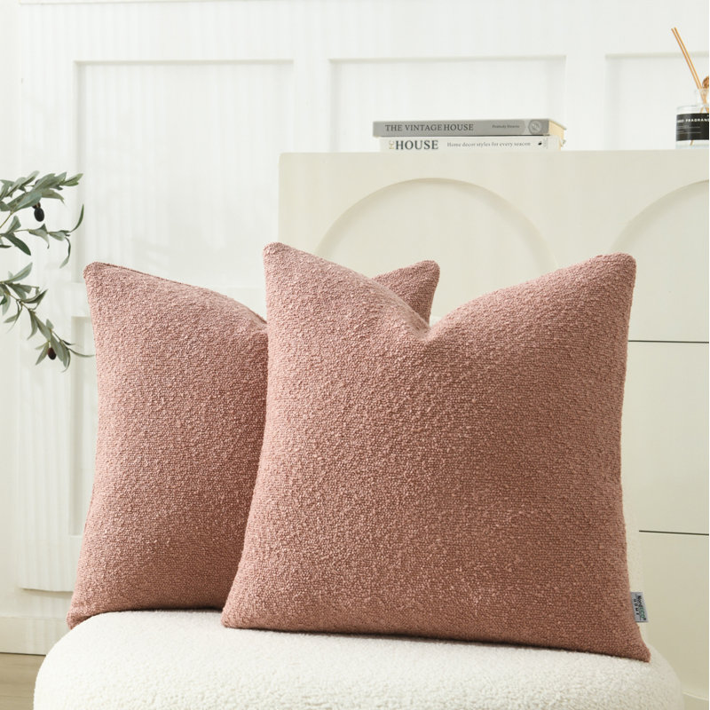 Housses de coussin texturées, Carré 18 po, Rose