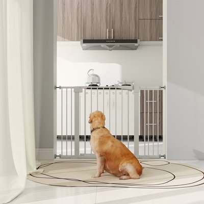 Barrière de sécurité pour enfant de 30 po de hauteur blanche pour barrière de porte de bébé avec rallonges 7 + 14 + 14 cm
