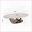 Table basse moderne en faux marbre avec base sculpturale en acier inoxydable - facile à nettoyer et amp; Stable pour le salon-239674796-239674797