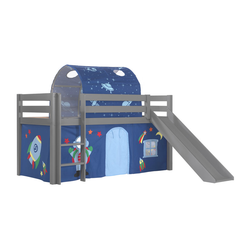 Pino 90 x 200 cm Mid Sleeper Loft Bed, Premium (Curtain and Tunnel)