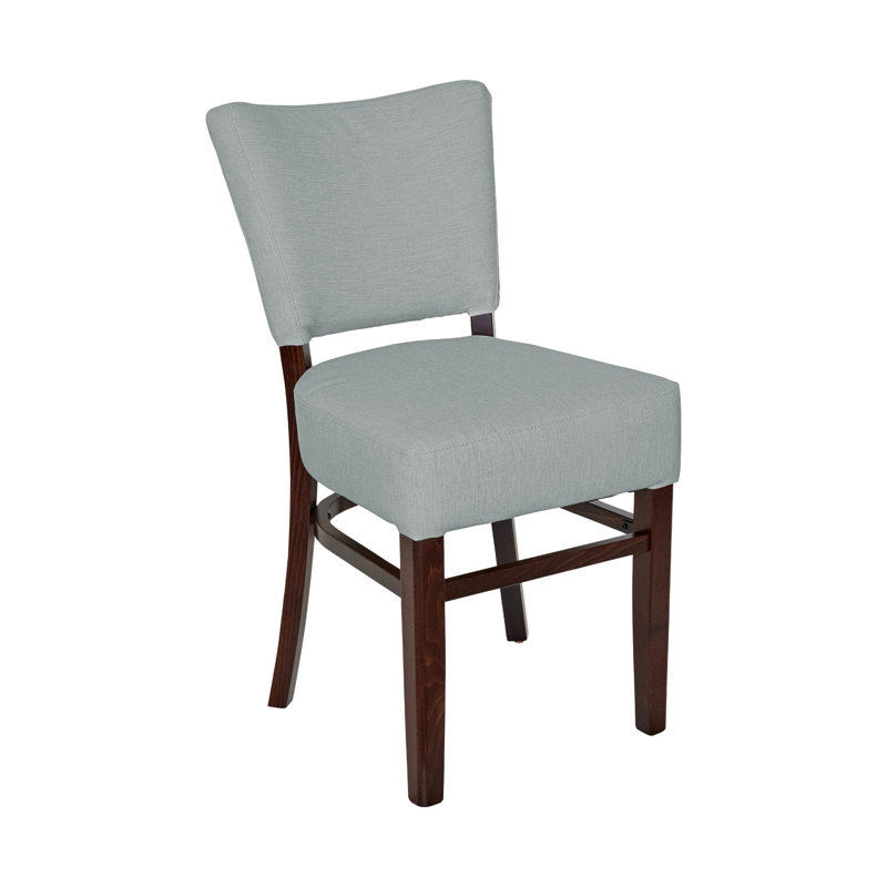 Chaise de restaurant rembourrée Madison, Gris argenté, Bois brun foncé
