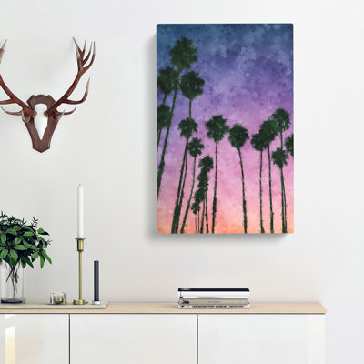 Palm Trees At Sunset - Wrapped Canvas