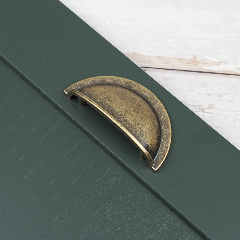 64mm Antique Brass Cup Handle, 30mm Knob