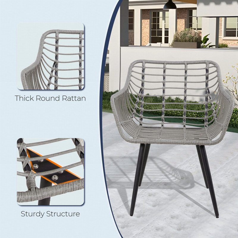 Ensemble bistro 5 pièces pour patio avec repose-pieds, Coussin bleu / cadre gris