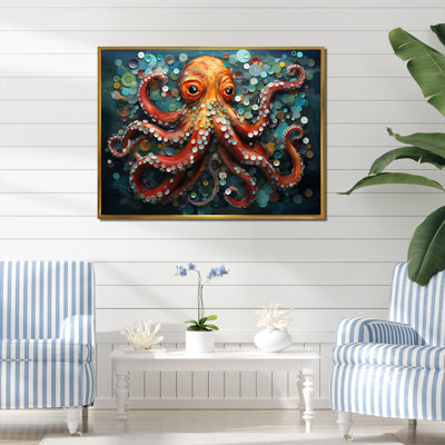 Portrait de pieuvre mystique orange, peinture
