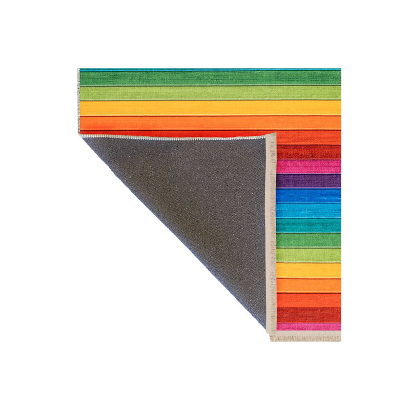 Tapis décoratif moderne à rayures multicolores lavable à la machine, Sous-tapis rectangulaire 4 pi 7 po x 6 pi 7 po inc