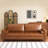 80.31 Inch Mid Century Modern Genuine Leather Sofa With Solid Wood Frame And Metal Legs