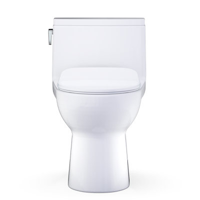 TOTO Redington One-Piece Elongated 1.28 GPF WASHLET+ and Auto Flush Ready Universal Height Toilet with CEFIONTECT and SS234 SoftClose Seat, Cotton White - MS672234CEFG#01