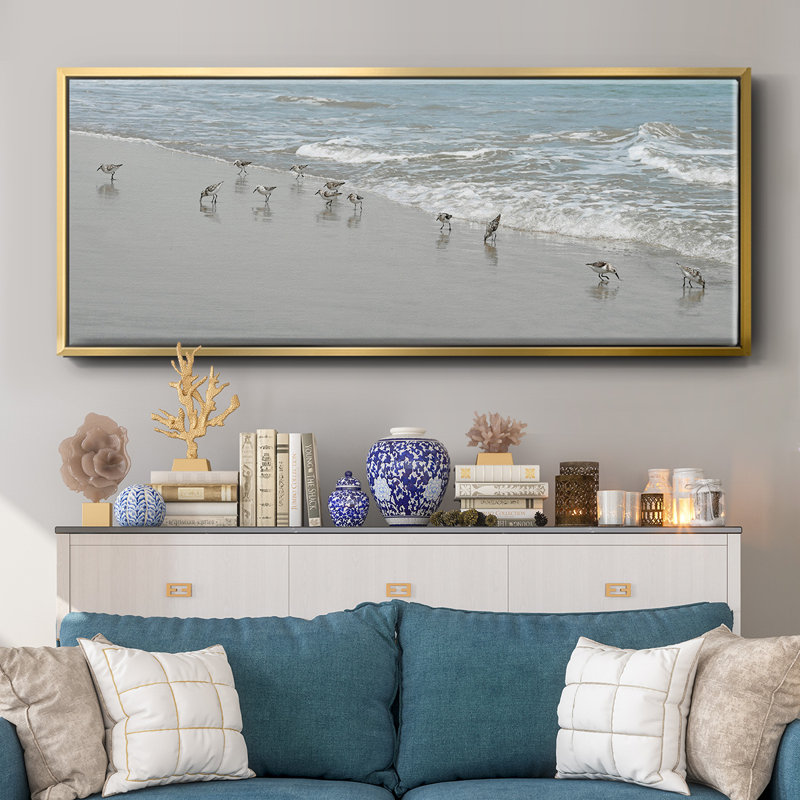 Shorebirds- Framed Canvas, 24" H x 60" W