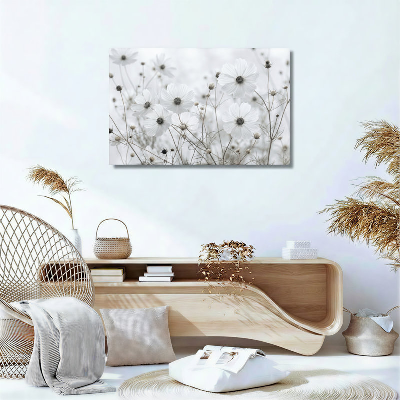 Fleurs blanches, art mural sur toile, ensemble de 1, 18"H x 24"W, Wrapped Canvas