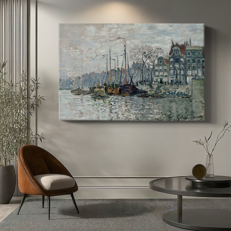 Claude Monet «The Voorzaan and the Westerhem» - Art mural sur toile tendue de qualité musée, 8 x 12