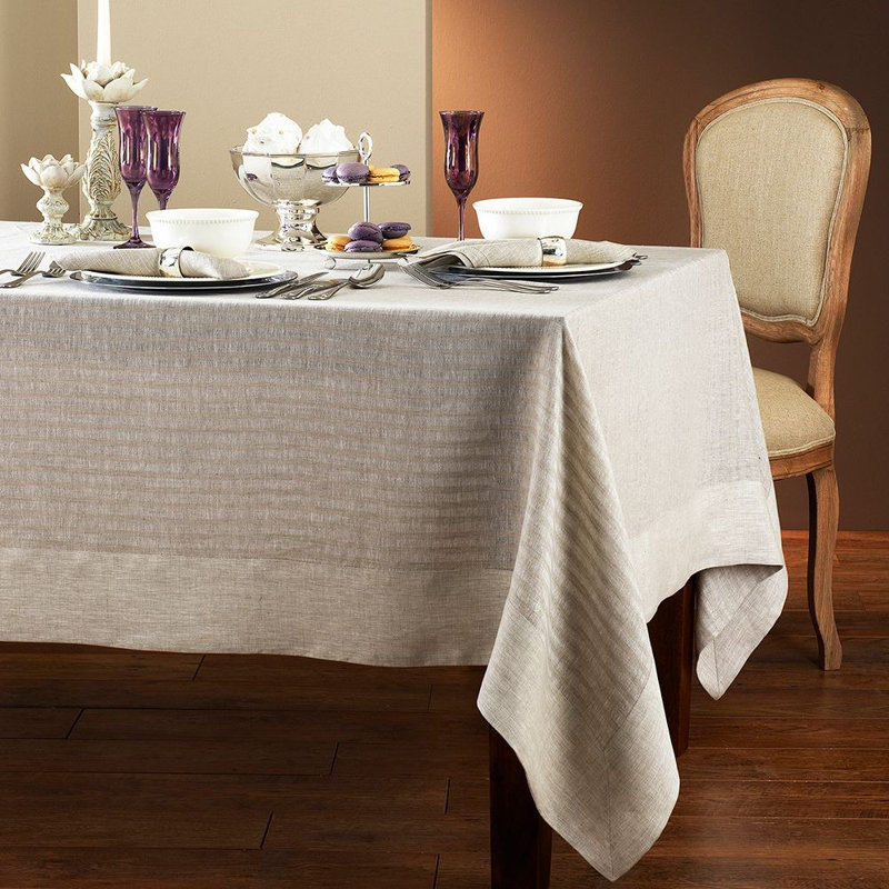 Greenwich Linen Tablecloth, Beige, 200" Rectangle