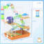 Habitat pour hamster 18 "à 5 niveaux avec tubes, tunnels, poignée portative, orange, plat à nourriture encastré, bouteille d'eau, roue d'exercice pour petits hamsters et enclos composé de