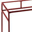 Bureau rectangulaire de couleur rouge avec plateau en verre de 5 mm et rangement en métal