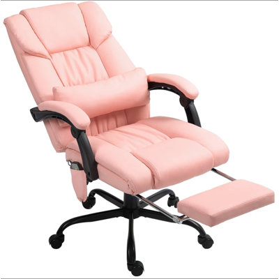 Fauteuil de bureau massant, fauteuil de bureau inclinable à haut dossier avec repose-pieds et télécommande