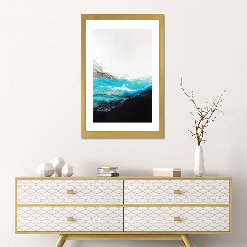 «Resounding Wave» par Spell rebond Fine Art - impression, 24" H x 16" W x1" D, Blanc, Gold Paper