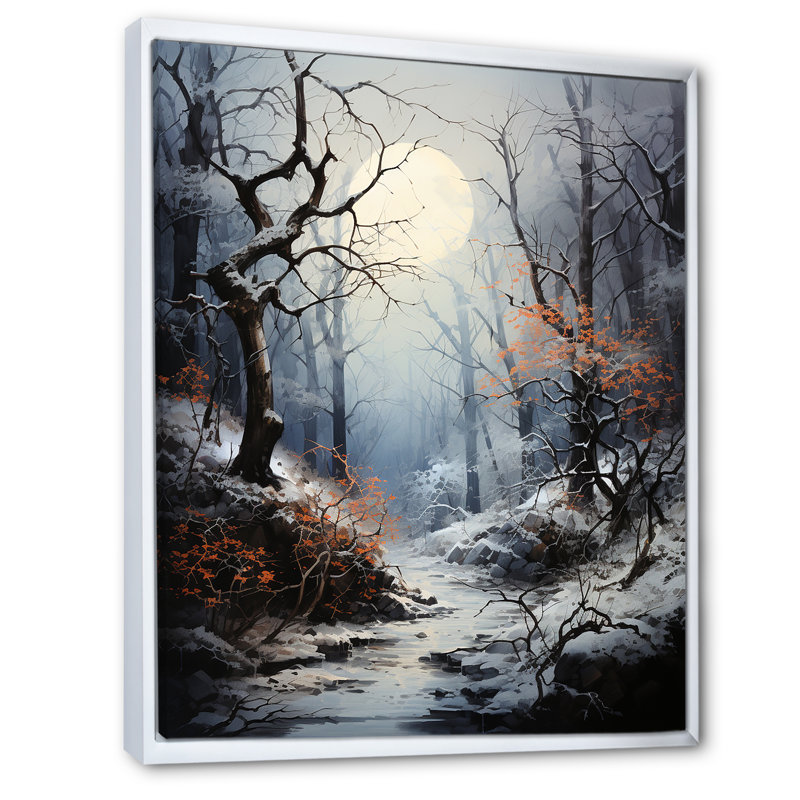 Moonlit Shadows In Winter IV sur toile, Cadre flottant blanc, H 40 po x l 30 po x P 1,5 po