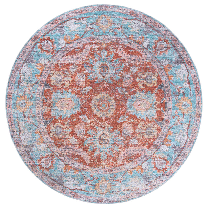 Tapis oriental performance performance lavable à la machine MSRW Tucson 108, Rond 6 pi