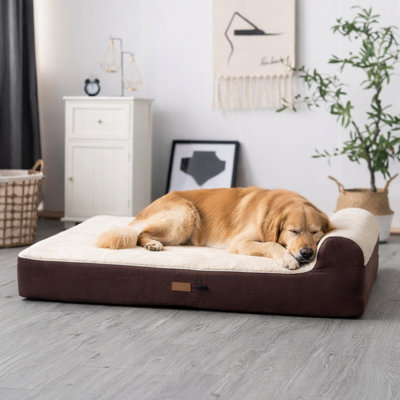 Lit pour chien Braham Jumbo - Mousse à mémoire de forme de 7 po d'épaisseur avec coussin, housse amovible et doublure imperméable