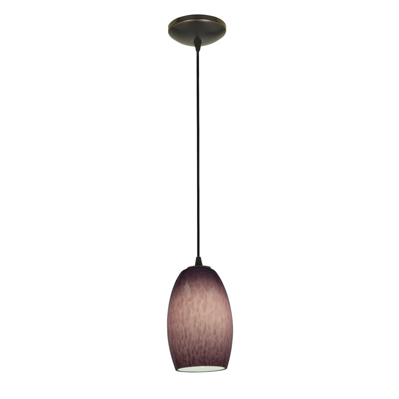 Luminaire suspendu cylindrique à 1 lumière Crisman, Tourbillon violet, Bronze huilé
