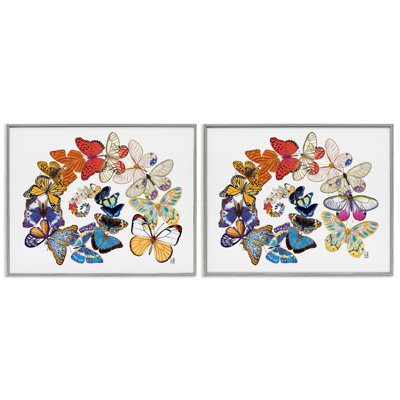 Fly Away Butterfly Spirals 2 PC Giclee Art Set by Ann Jasperson