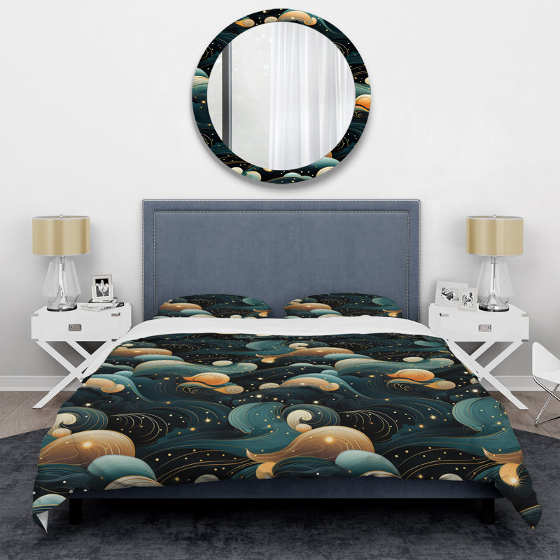 Celestial Dreams Galaxy Pattern VII - Ensemble de housse de couette géométrique