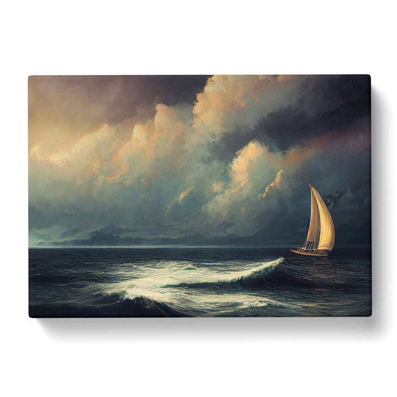 Sailing Boat On The Sea - Wrapped Canvas Painting, 40cm H x 60cm W x 3cm D