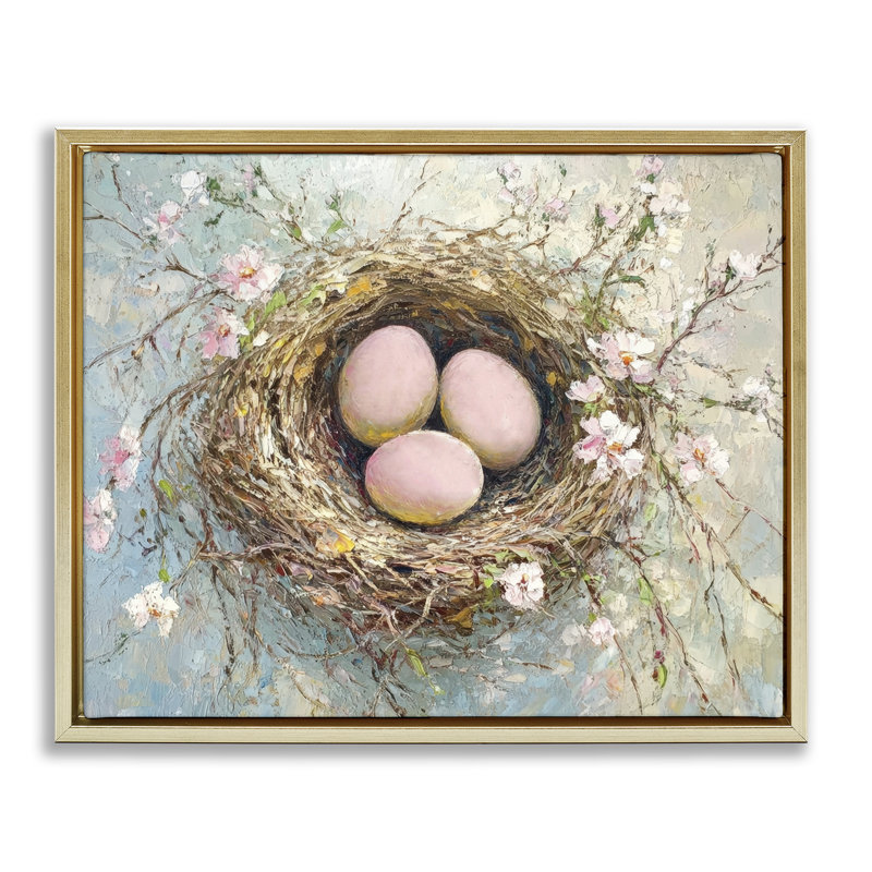 Cadre flottant en nid d'œuf de Pâques, par Petal Prints Design, H 17 po x l 21 po, Cadre flottant métallique doré