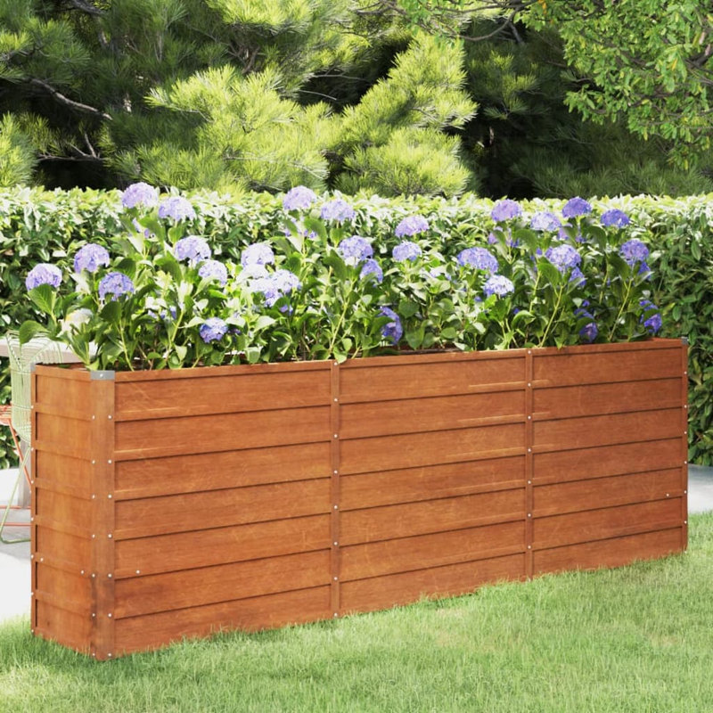 Arlmont & Co. Garden Raised Bed Rusty Corten Steel, 30.3" H x 94.5" W x 15.7" D
