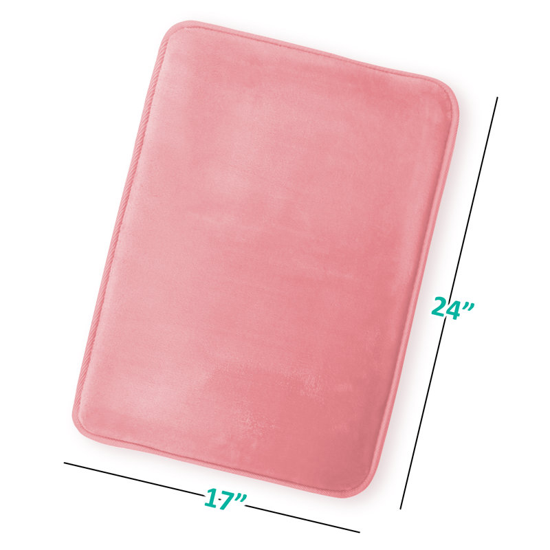 Ultra Soft and Absorbent Memory Foam Bath Rug Set with Non-Slip Backing, Coral/Pink, Small: 24" L x 17" W