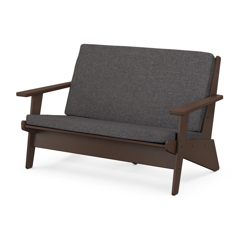 Riviera Modern Lounge Loveseat, Weathered Tweed, Black