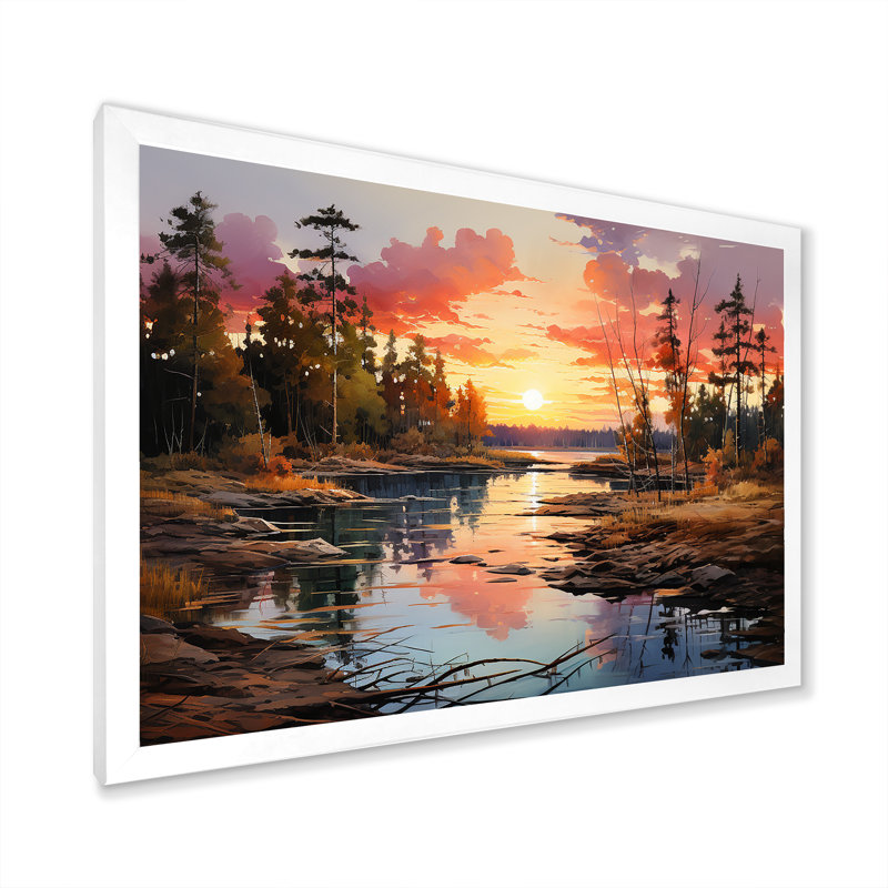 Lever de soleil sur la rivière Canadian I, Cadre photo blanc, H 16 po x l 32 po x P 1 po
