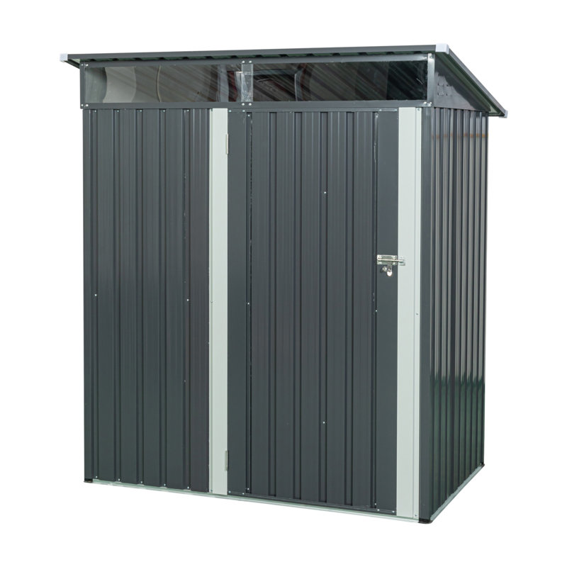 Abri de rangement extérieur en métal 5 pi x 3 pi transparent, Noir
