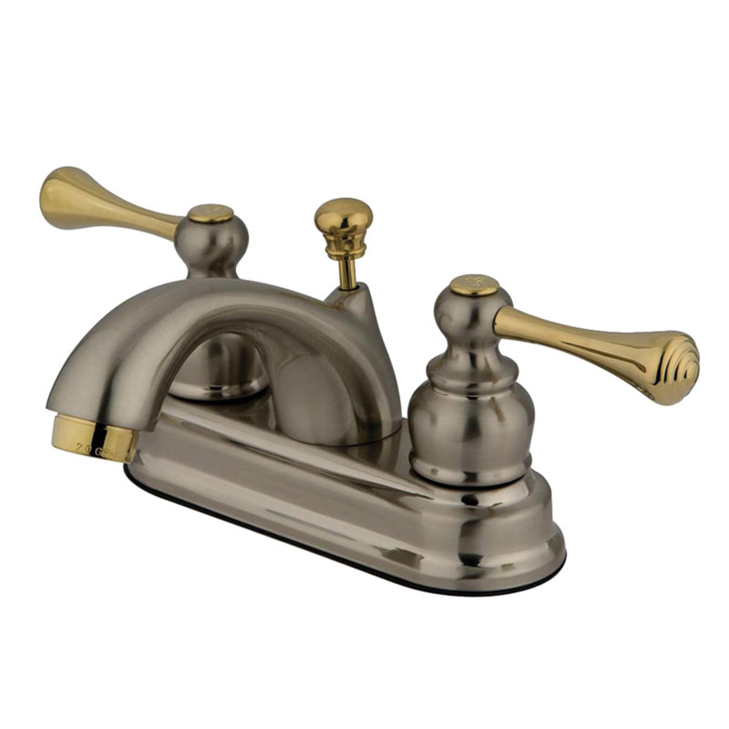 Kingston Brass Vintage Two-Handle 3-Hole Deck Mount 4" Centerset Bathroom Faucet with Plastic Pop-Up