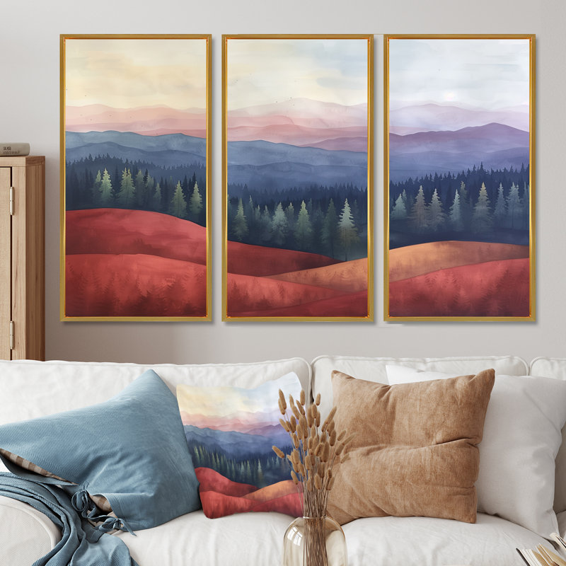 Christner - ensemble d'art mural campagne, Toile avec cadre flottant or, H 32 po x l 48 po x P 1 po