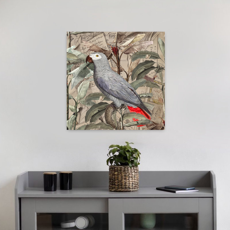«Tropical Ephemera», art mural rétro, oiseau, H 18 po x l 18 po
