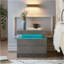 Armoire moderne avec deux tiroirs à DEL gris foncé brillant