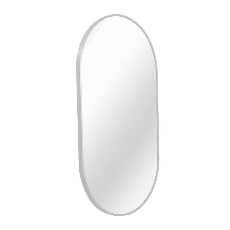 Miroir ovale en métal, Argent argent, 33 po x 20 po